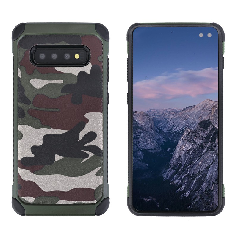 Soft Silicone Frame and Hard PC Fitted Phone Cover Camouflage Back Case for Samsung Galaxy S10 Plus