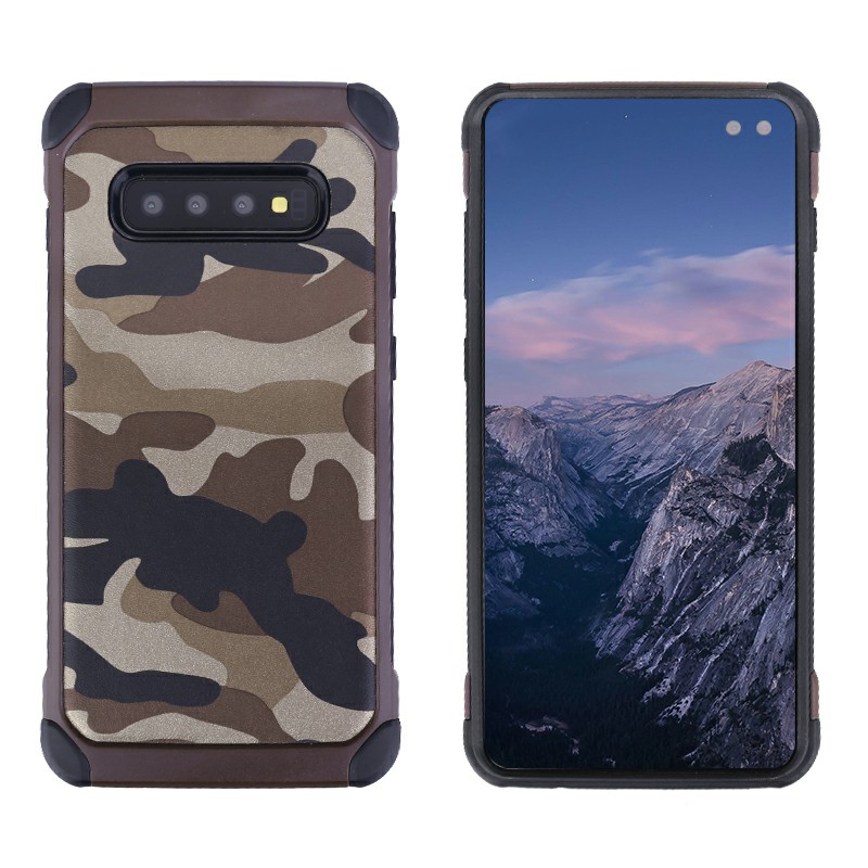 Soft Silicone Frame and Hard PC Fitted Phone Cover Camouflage Back Case for Samsung Galaxy S10 Plus