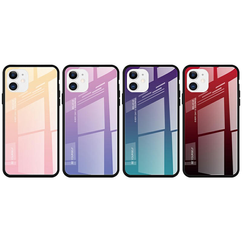Soft TPU Edge Shockproof Back Case Tempered Glass Gradient Case with Soft Frame for iPhone 11