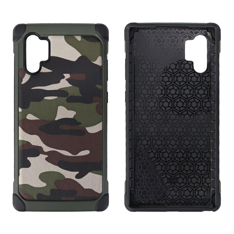 Army Camouflage Hard Case Anti-knock Shockproof Back Cover Soft Silicone Frame for Samsung Note 10 Plus