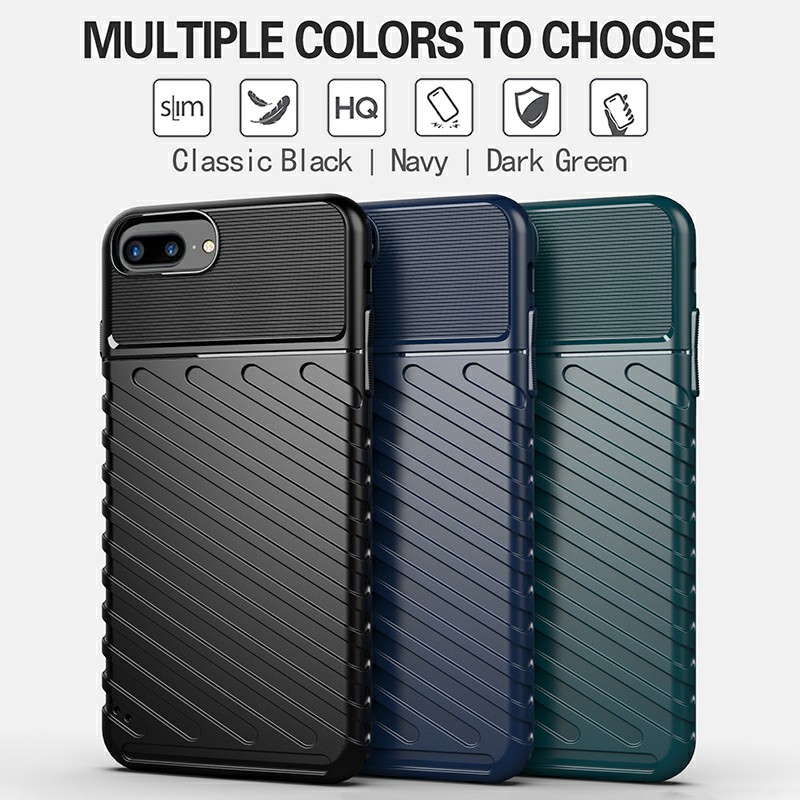 Simple Phone Case Soft Silicone Flexible Back Cover Textured Mobile Phone Shell for iPhone 7/8 Plus
