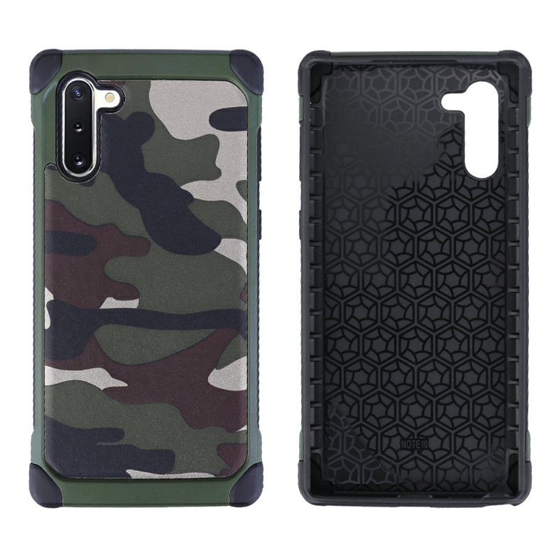 Anti-knock Shockproof Back Cover Army Camouflage Hard Case Soft Silicone Frame for Samsung Note 10