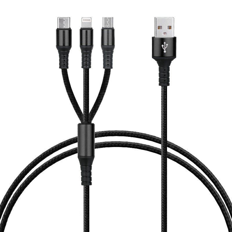 3 in 1 Portable Type C Micro USB and 8 pin Multifunctional USB Charging Cable