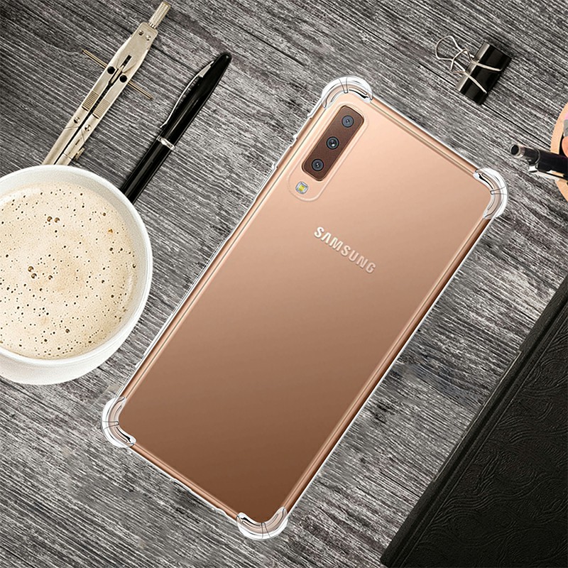 Transparent Soft TPU Silicon Bumper Slim Phone Back Cover Protective Skin Case for Samsung Galaxy A7 2018