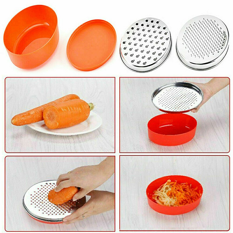 Oval Box Vegetables Stainless Steel Fruits Grater Cheese Grater with Container Slicer