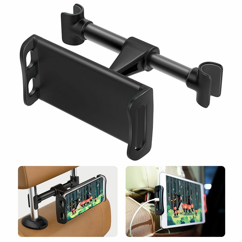 CHZ-04 Clip-On Car Headrest Mount Holder Rear Seat Plate Bracket Phone Holder for Smartphone iPad Tablet