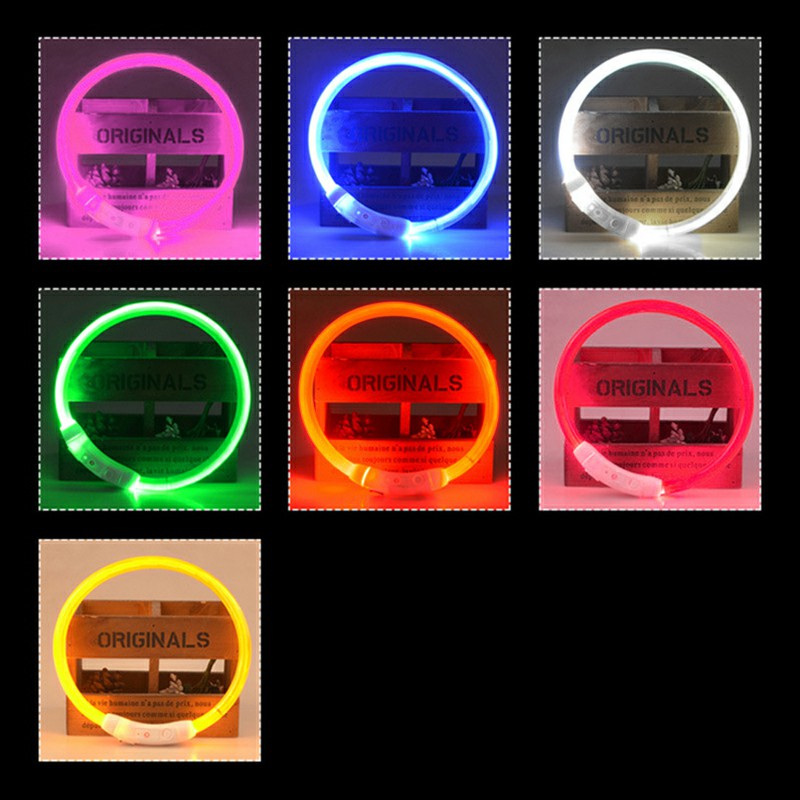 Rechargeable Pet Dog Safety Collar LED Flashing Light Belt Waterproof Choker