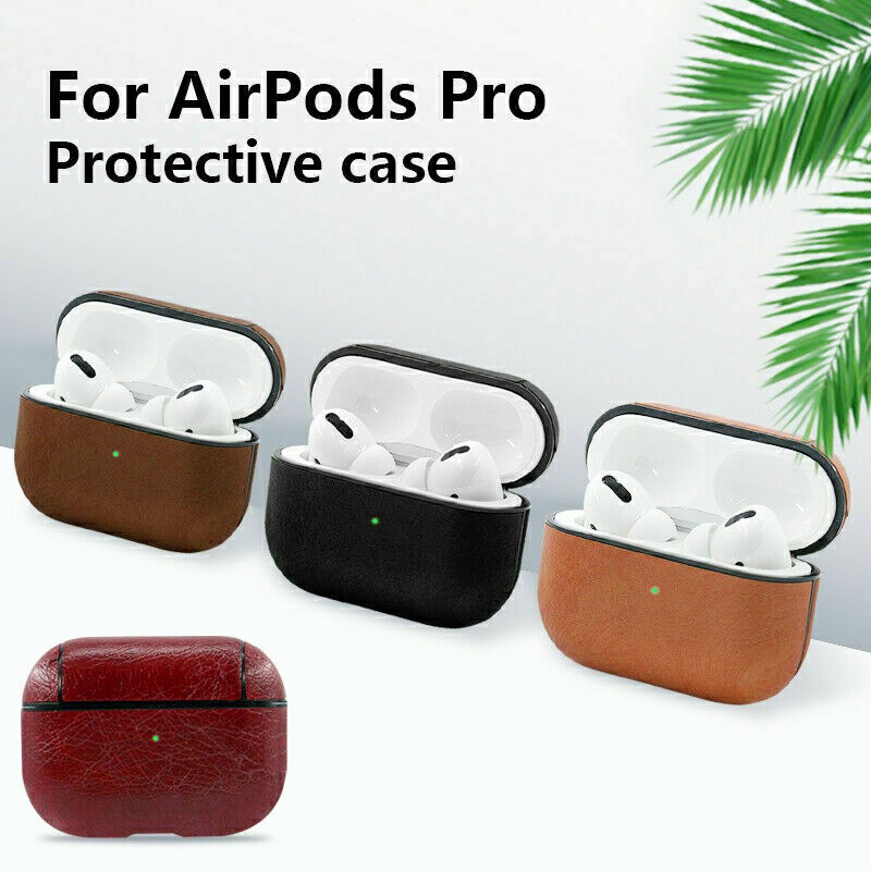 AirPods Box PU Leather Shockproof Case Cover Protective Cover with Keychain Hang for AirPods 3