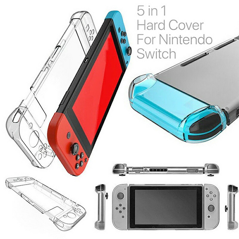 5 in 1 Nintendo Switch Transparent Clear Shockproof Protective Hard Case Cover