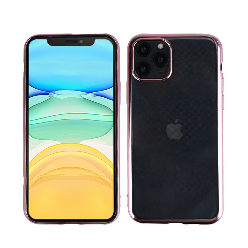 Soft TPU Skin Silicone Protective Case Plated Frame Back Cover for iPhone 11 Pro