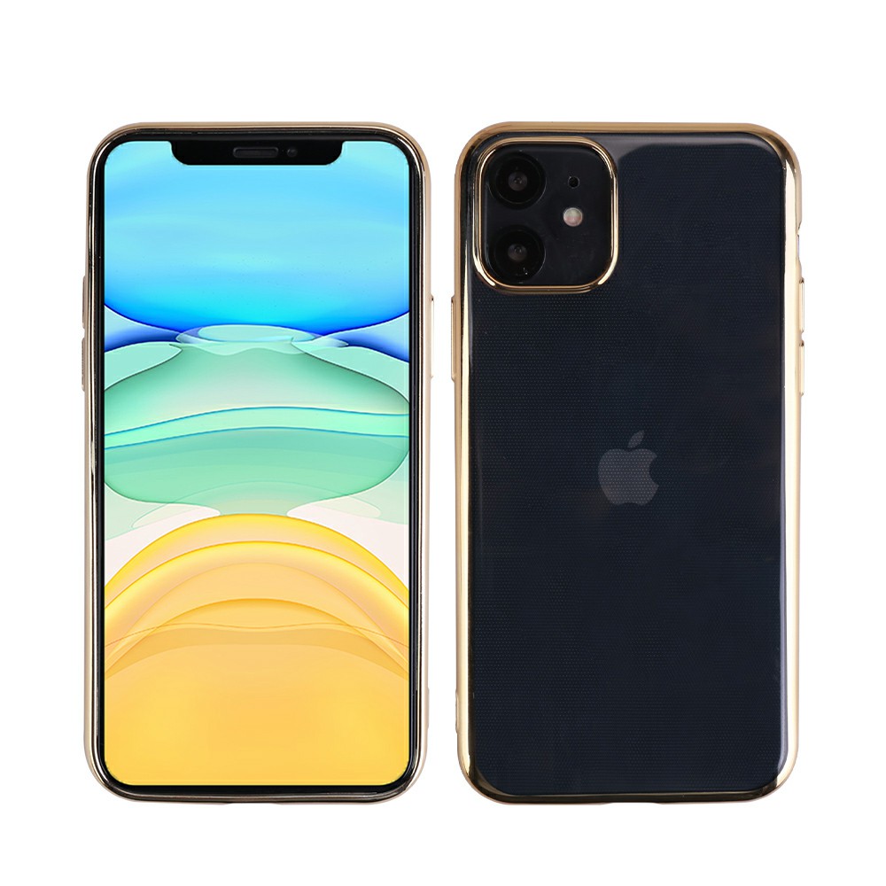 Fitted Silicone Shockproof Phone Case Soft TPU Plated Frame Back Cover for iPhone 11