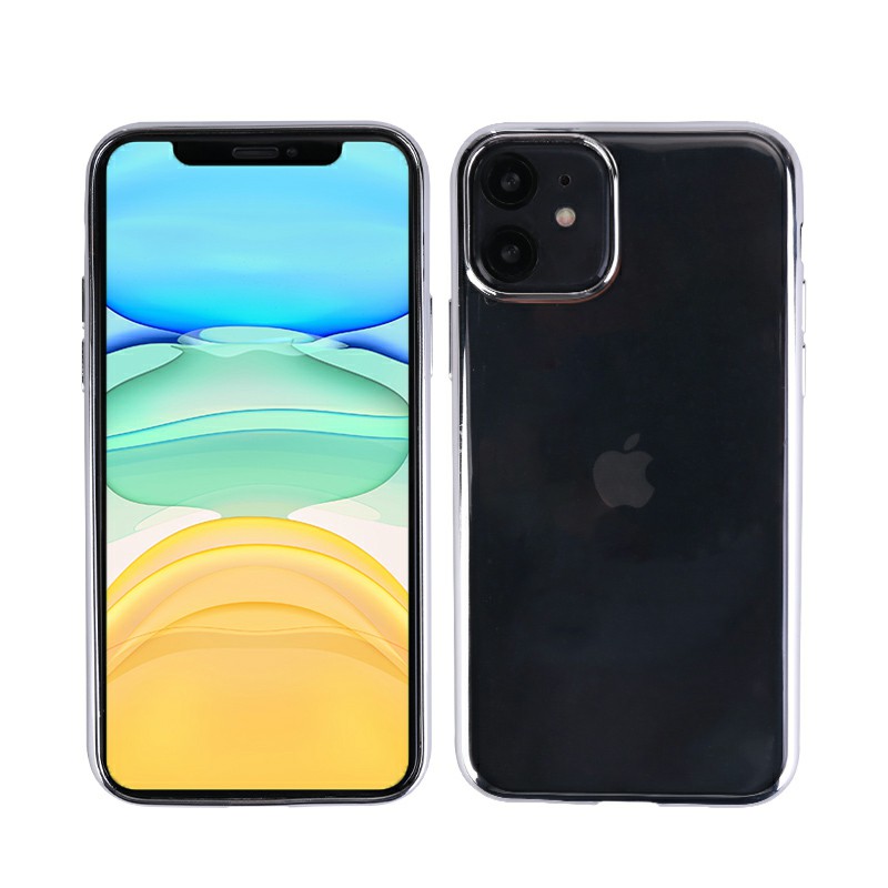 Fitted Silicone Shockproof Phone Case Soft TPU Plated Frame Back Cover for iPhone 11
