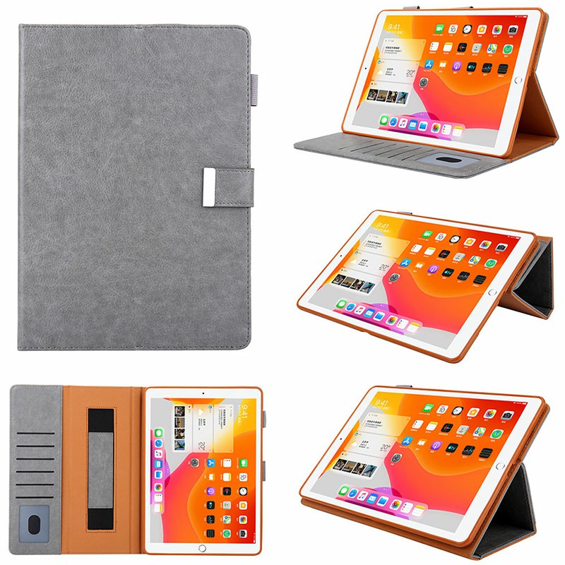iPad PU Leather Protective Case with Hand Strap Stylus Pen Holder Card Slot for iPad 10.2/10.5 inch