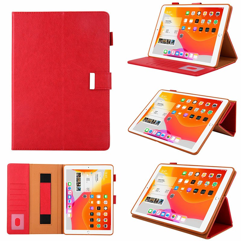 iPad PU Leather Protective Case with Hand Strap Stylus Pen Holder Card Slot for iPad 10.2/10.5 inch