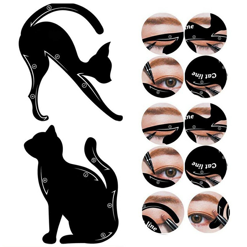 2 Pcs Cat Eyeliner Stencils Card Cat Line Eye Line Auxiliary Tool Eyeliner Model