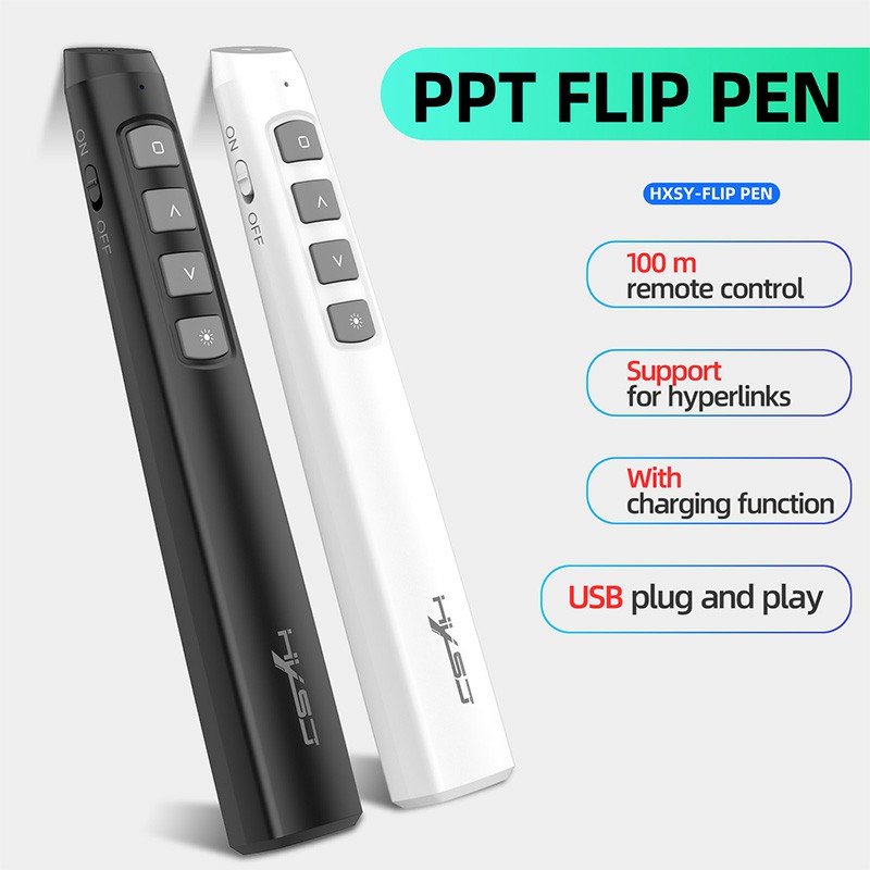HX1 Rechargeable 2.4G Powerpoint Page Flip Pen Remote Pen Teaching Electronic Pointer Multimedia Presenter Projection Pen