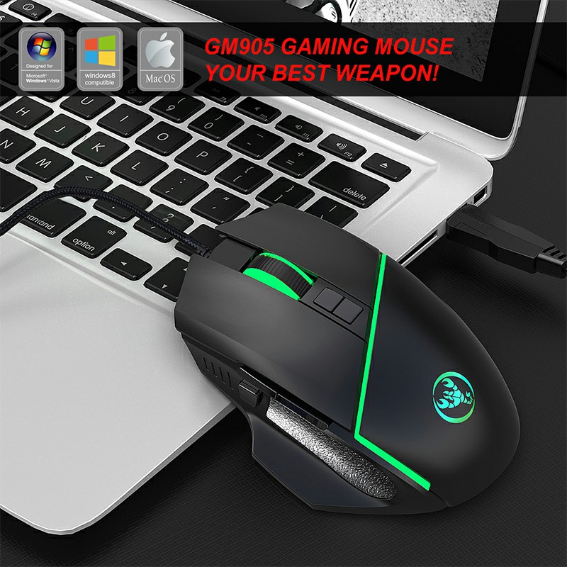 A876 Adjustable DPI Optical USB Wired Gaming Mouse LED Colorful Ergonomics Mouse