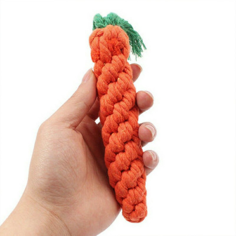 Pet Chew Toys Durable Braided Cotton Rope Carrot Dog Teeth Cleaning Bite Toy for Pet Dog