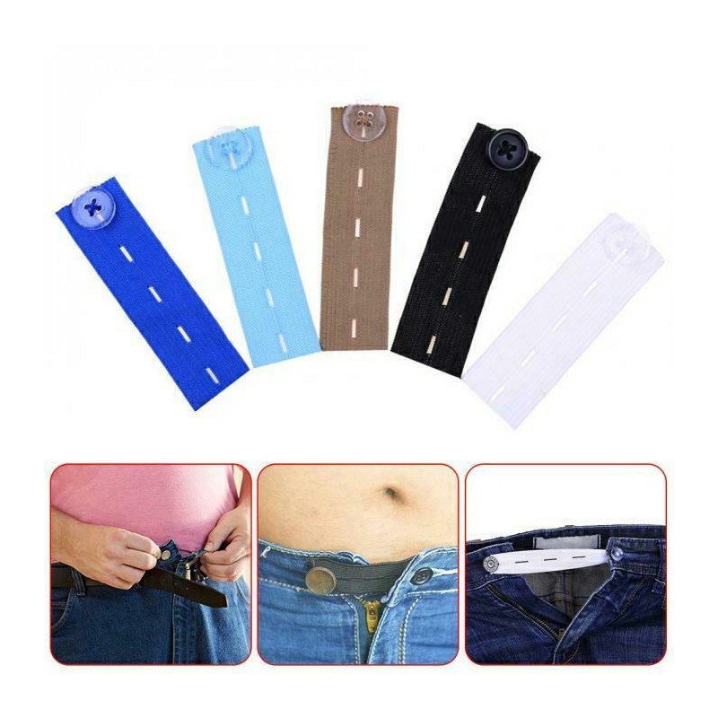Adjustable Elastic Waist Extenders with Button Waistband Expander Set for Jeans Pant Shorts Trousers