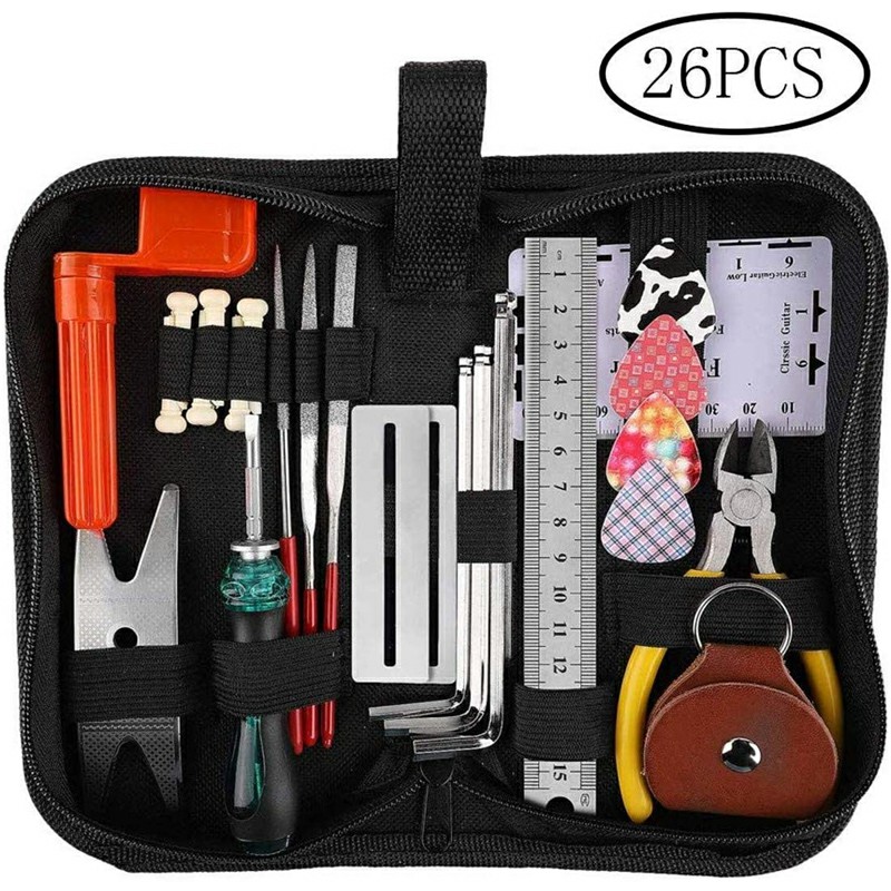 Trousse à Outils pour Guitare RéParation des Outils de Maintenance String  Organizer Outil de Mesure de Jauge de CléS Hexagonales Fingerboard Guitar