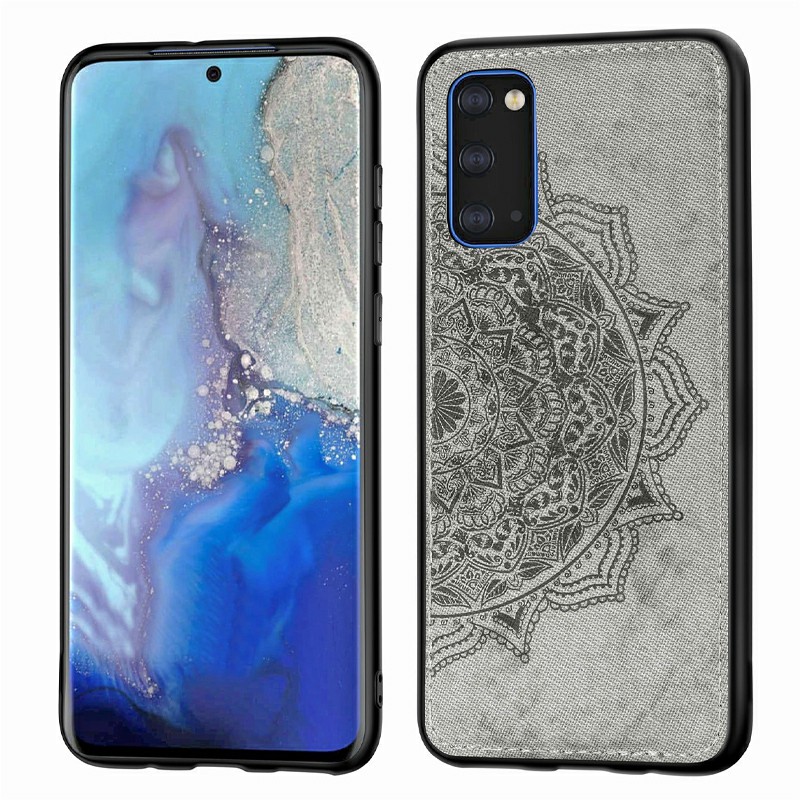 TPU Border Shockproof Fabric Mandala Printed Back Cover Phone Case for Samsung Galaxy S20