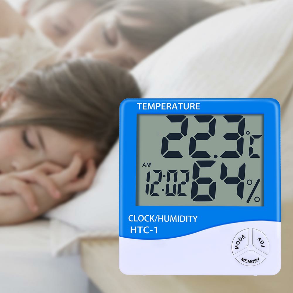 Digital LCD Thermometer Hygrometer Humidity Meter Room Indoor Temperature Clock