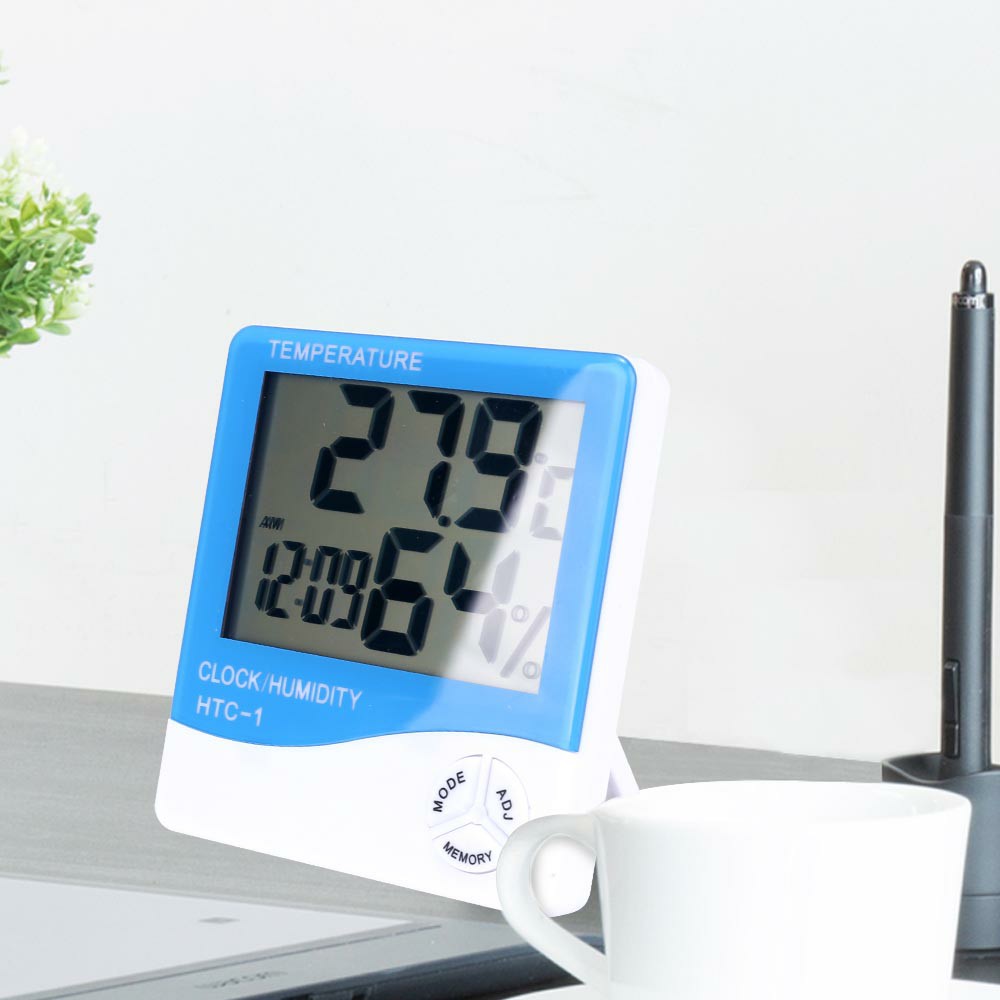 Digital LCD Thermometer Hygrometer Humidity Meter Room Indoor Temperature Clock