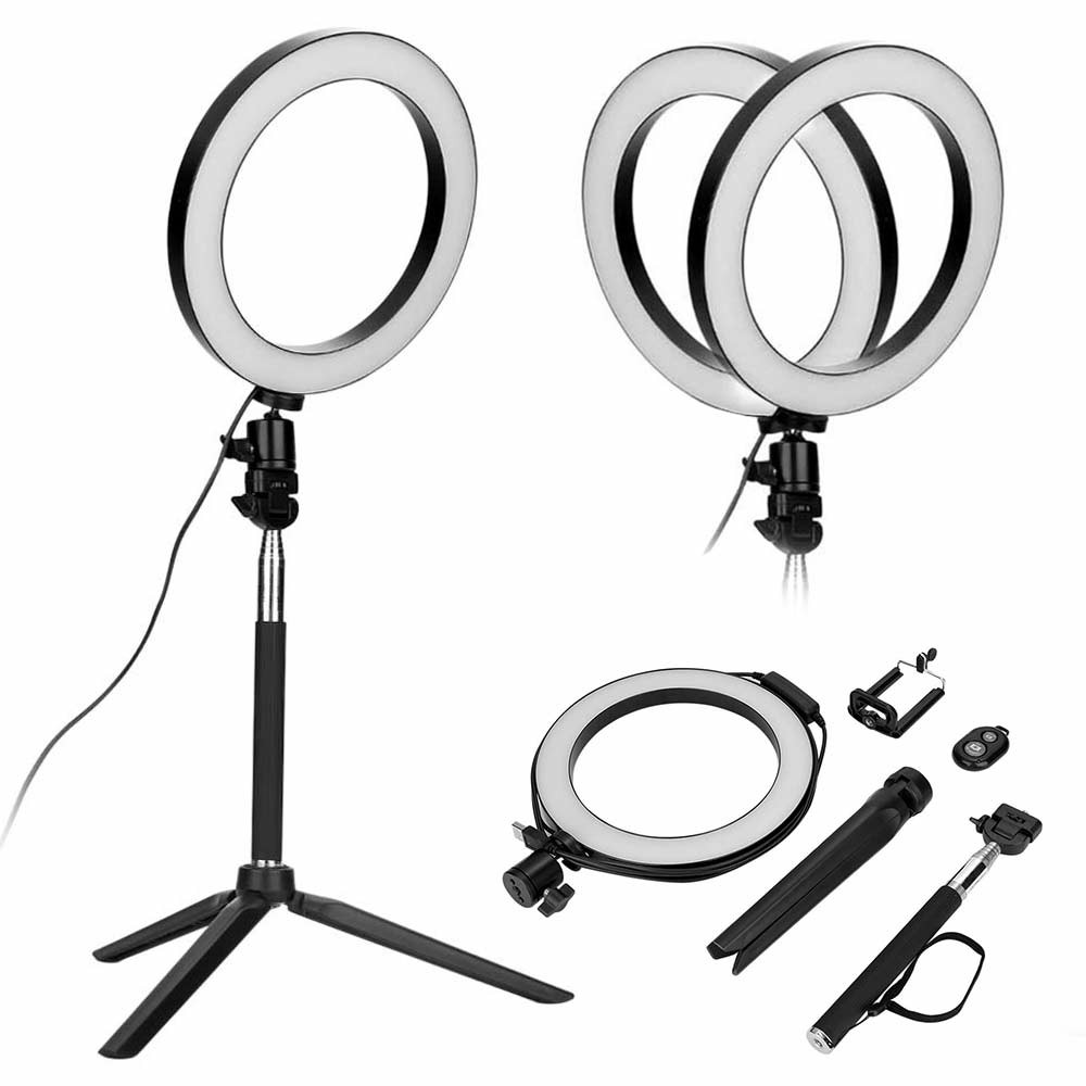 Dimmable LED Ring Light Photography Photo Studio Shooting Video Lamp + Tripod + Selfie Stick