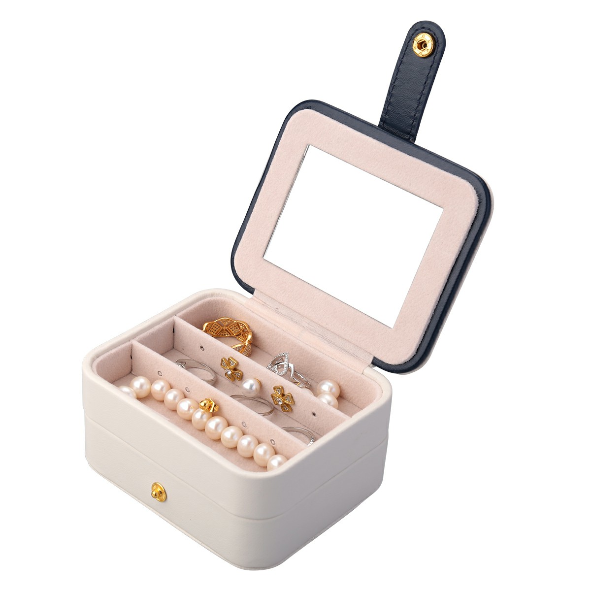 Creative Small Jewelry Box Multilayer Portable Travel Jewelry Box Leather Earrings Storage Box
