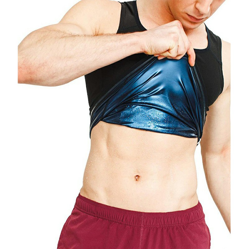 Mens Sweat Body Shaper Clothes Bursting Sweat Fitness Vest Sports Body