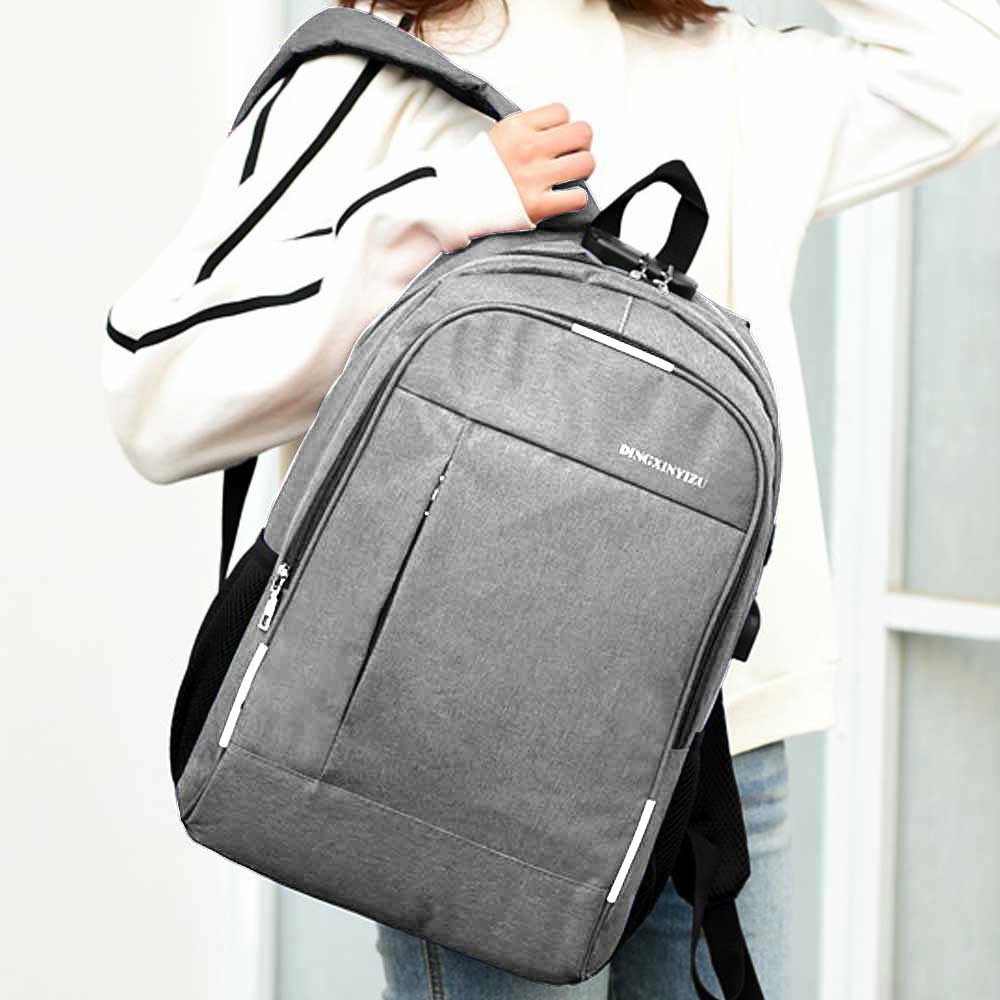 20 In Laptop Bag Backpack with USB Charging Port Headphone Jack Waterproof - Grey