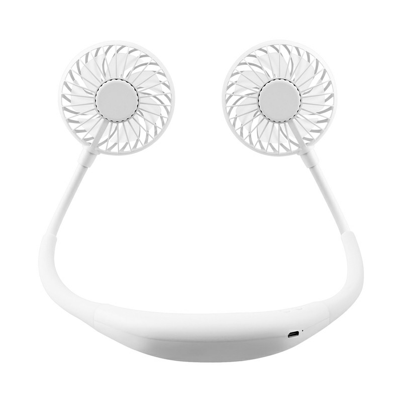 Foldable Mini USB Rechargeable Fan Neckband Lazy Neck Hanging Style Dual Cooler