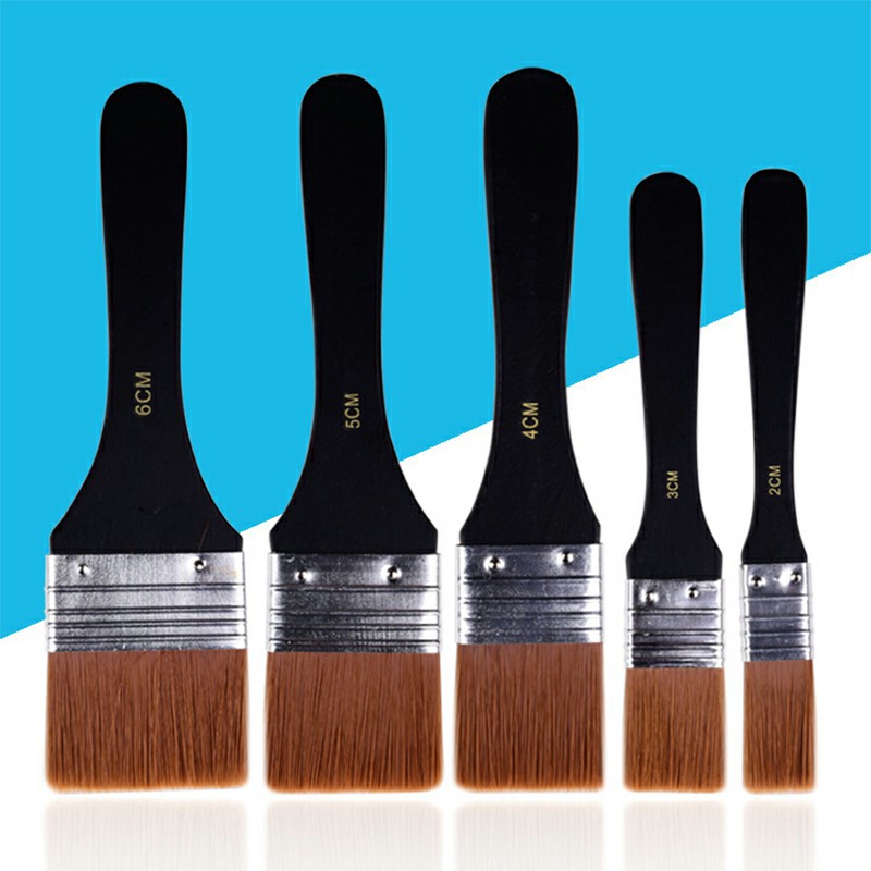 Set of 5 Harris Paint Brush Fine Nylon Brushes Wooden Handle