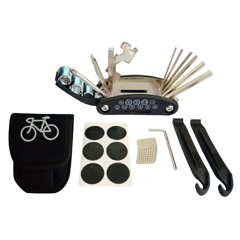 Bike Multitool Tire Puncture Repair Kit with 2 pcs Tire Pry Bars Rods
