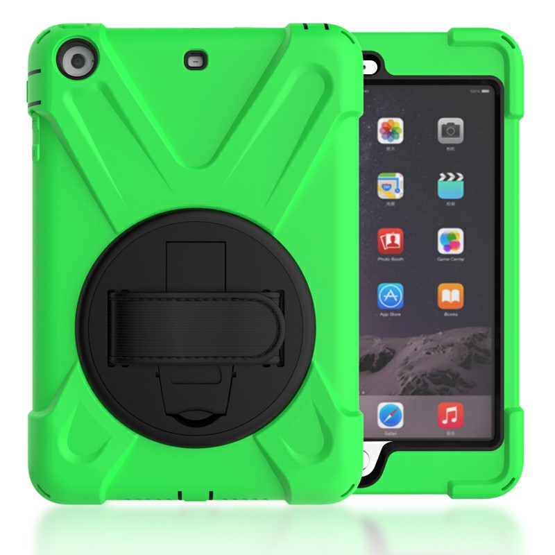 Heavy Duty Rugged PC Silicone Case with Rotating Bracket for iPad Min 1/2/3