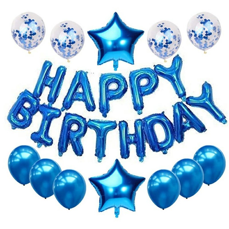 Happy Birthday Balloons Aluminium Film Letter Balloon Sequins Five-pointed Star Balloon
