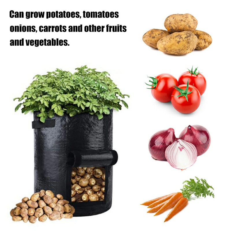 10 Gallon PE Plastic Reusable Potato Bags Tomato Veg Durable Balcony Patio Planters Grow Bag