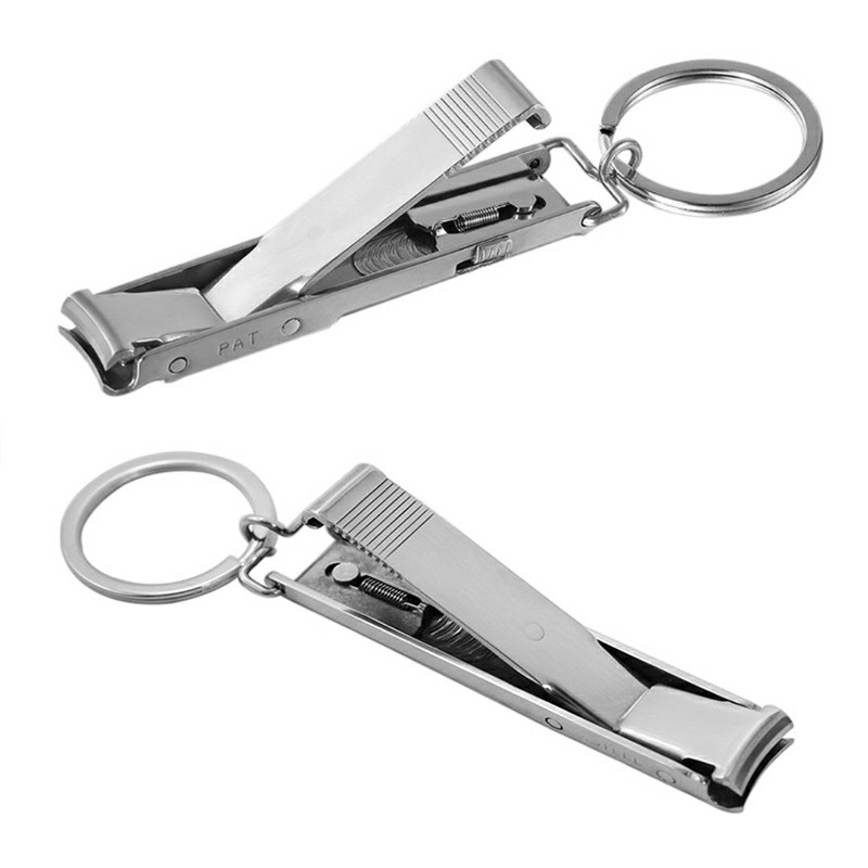 Stainless Steel Keychain with Ultra-thin Foldable Hand Toe Nail Clipper Slim Clips