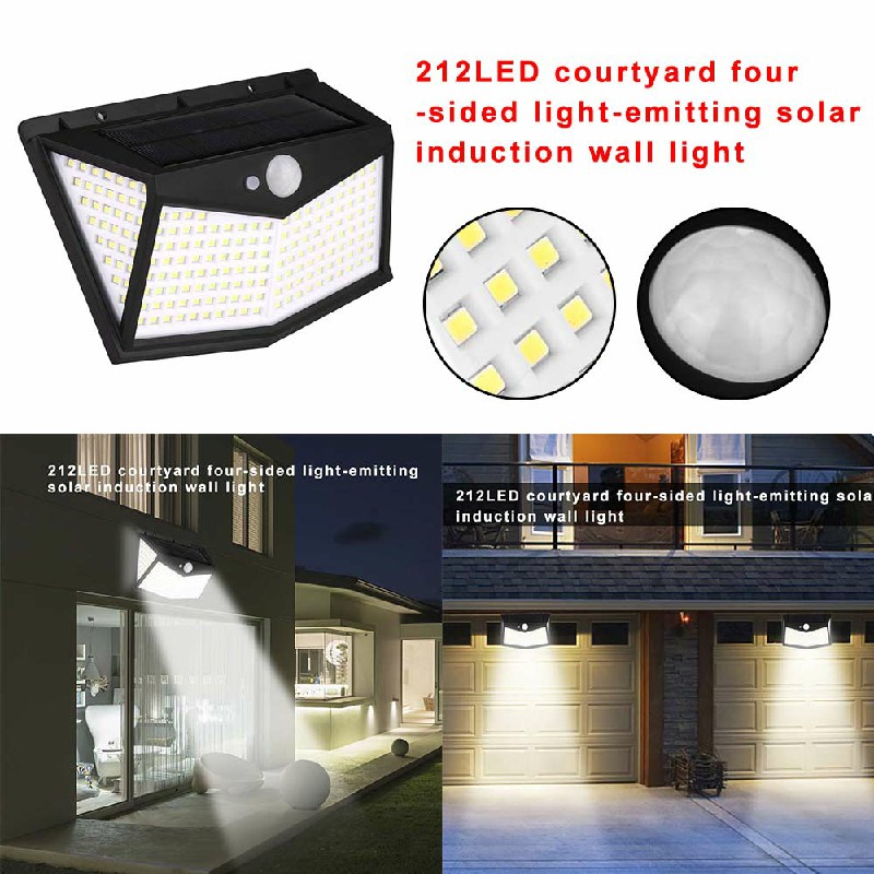 212 LED Solar Power PIR Motion Sensor Security Lamp Outdoor Garden Wall Lights