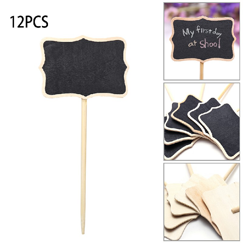 Mini Message Wooden Blackboard Note Sign Message Chalk Board Table Top-Rectangle With Stand
