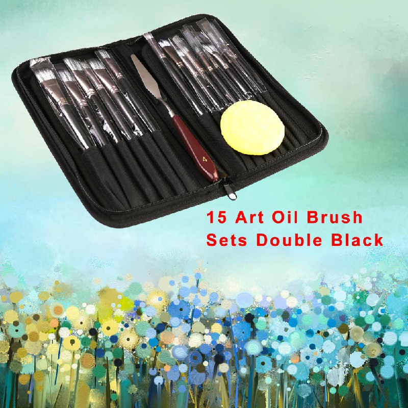 15Pcs Pro Art Painting Brushes Set Acrylic Oil Watercolor Artist Paint Brush - Yellow+Yellow