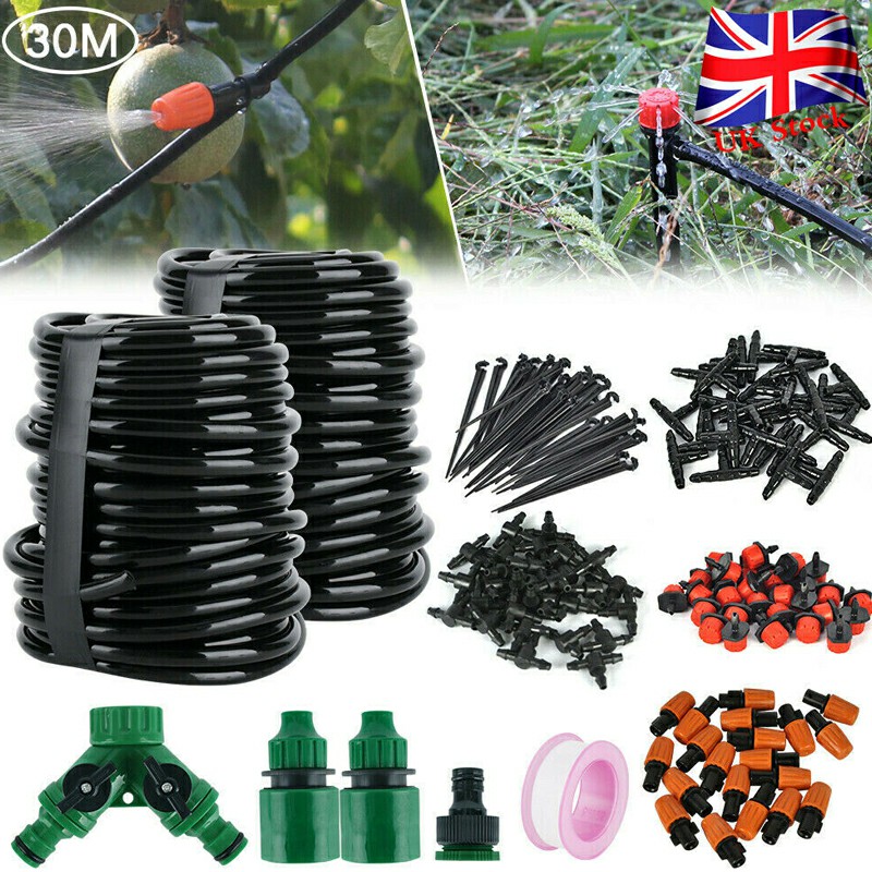 30M Micro Drip Irrigation Watering Automatic Garden Plant Greenhouse System