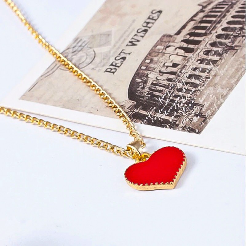Fashion Hot New Girl Serena Red Heart with Love Pendant Necklace Chain