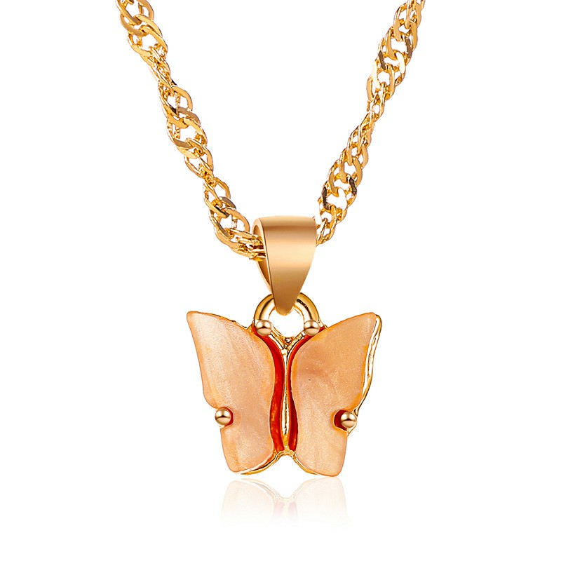 Multi-color Acrylic Butterfly Cute Animal Pendant Necklace