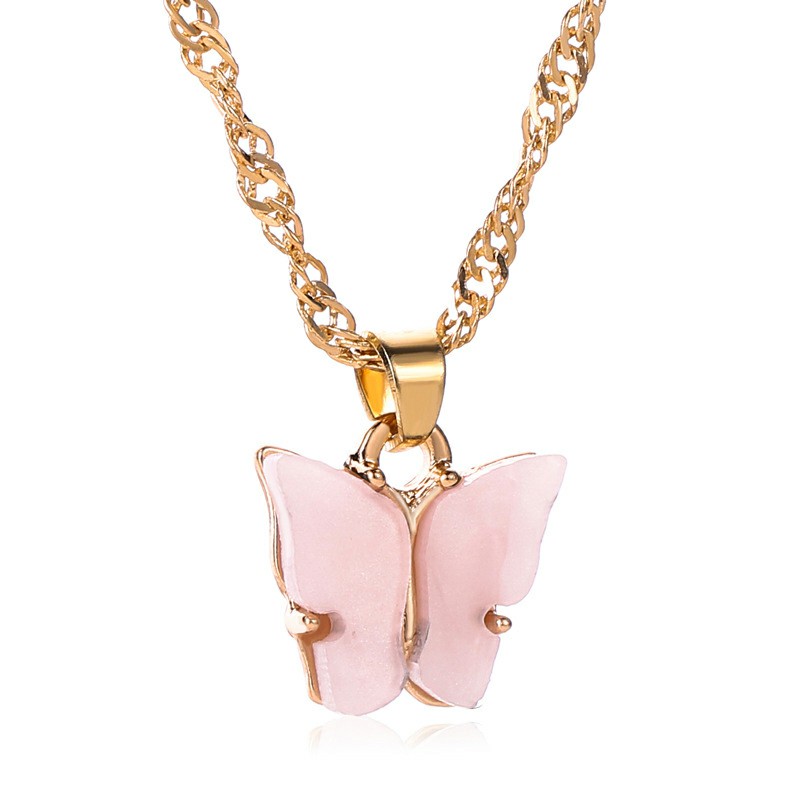 Multi-color Acrylic Butterfly Cute Animal Pendant Necklace
