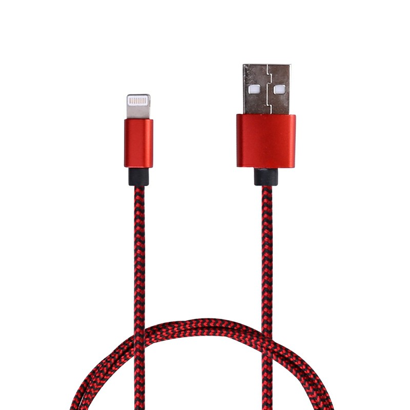3M Fabric Braided 8 pin Charger Cable Cables for iPhone - Red