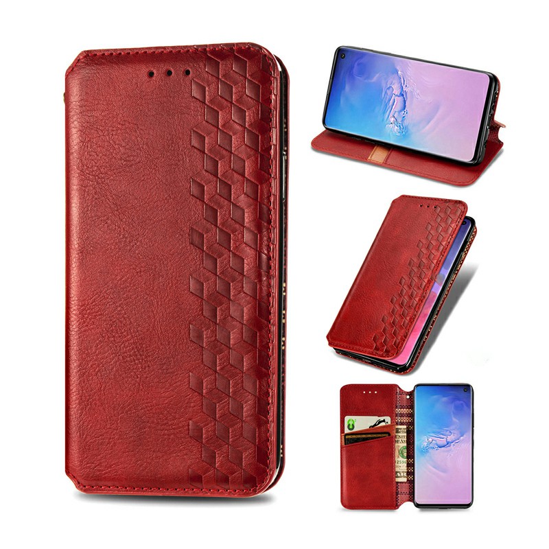 3d Embosed Magnetic PU Leather Wallet Card Case for Samsung Galaxy S10
