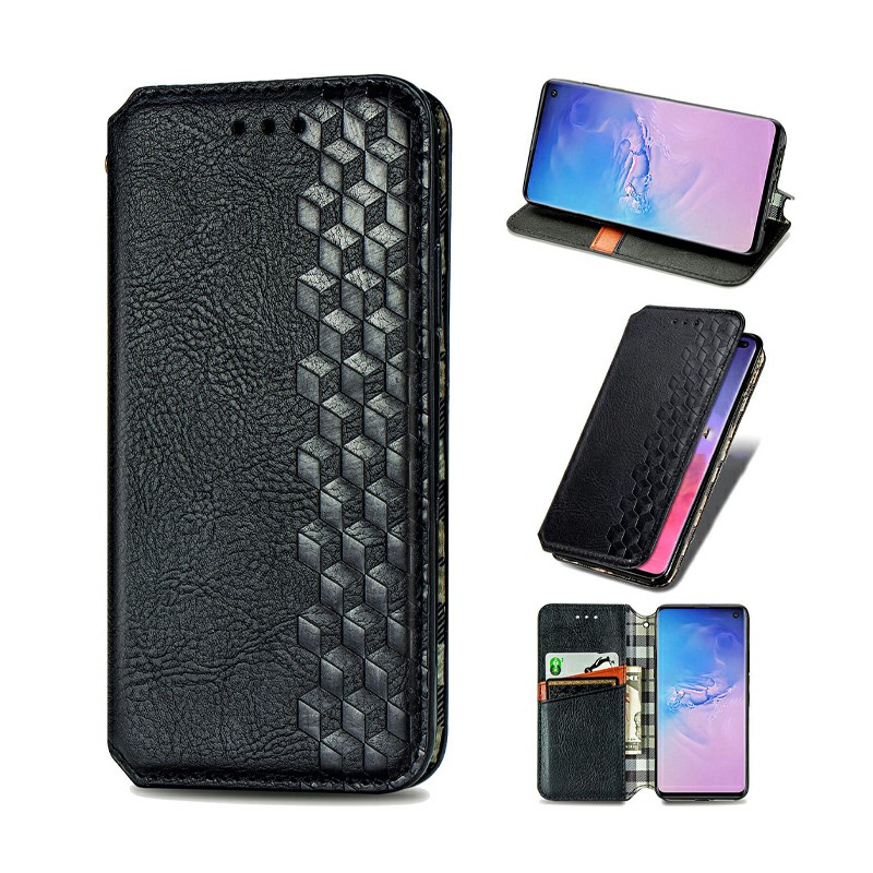 3d Embosed Magnetic PU Leather Wallet Card Case for Samsung Galaxy S10