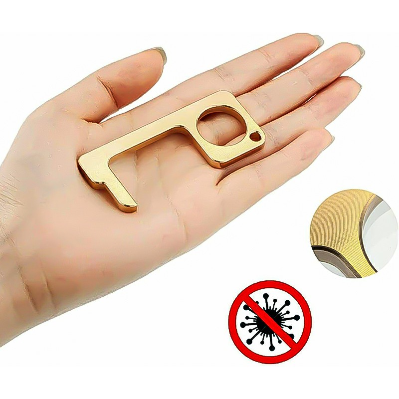 Portable Touch Free Copper Door Opener Handle Shopping Key EDC for Office Home