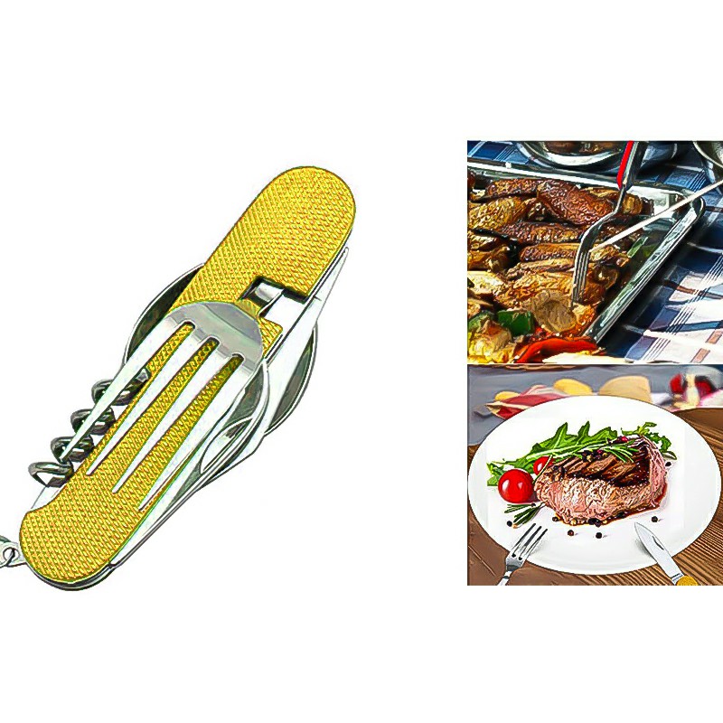 Camping Cutlery Set Stainless Steel Travel Cutlery Kit Detachable Tableware